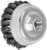 3-1/2in Knot Wire Cup Brush - .014 CS Wire 5/8-11 Thread (ext.) 82231P