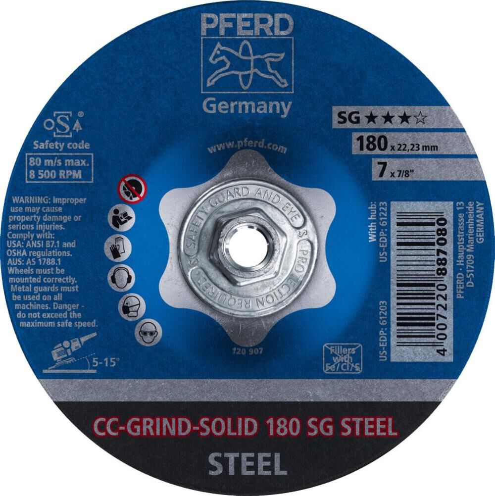 7in CC GRIND SOLID Grinding Wheel 5/8-11 Thread 61223