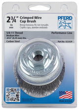 P.O.P. 2-3/4in Crimped Wire Cup Brush - .014 CS Wire 5/8-11 Thread (ext.) 82243P