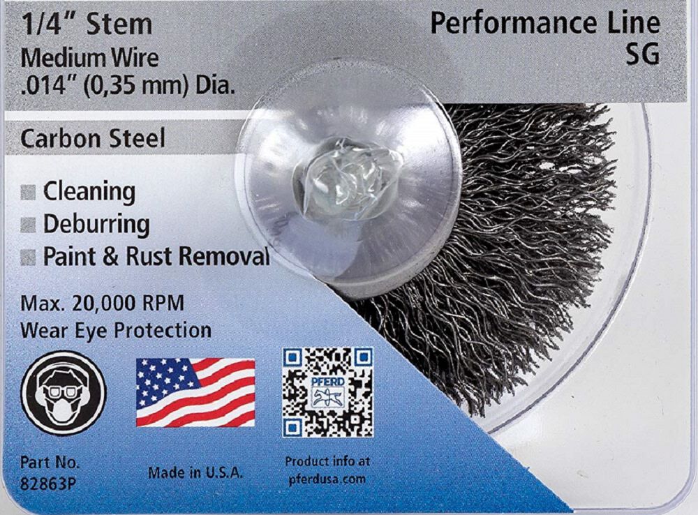 P.O.P. 3in Mtd Flared Cup Brush - .014 CS Wire 1/4in Shank 82863P