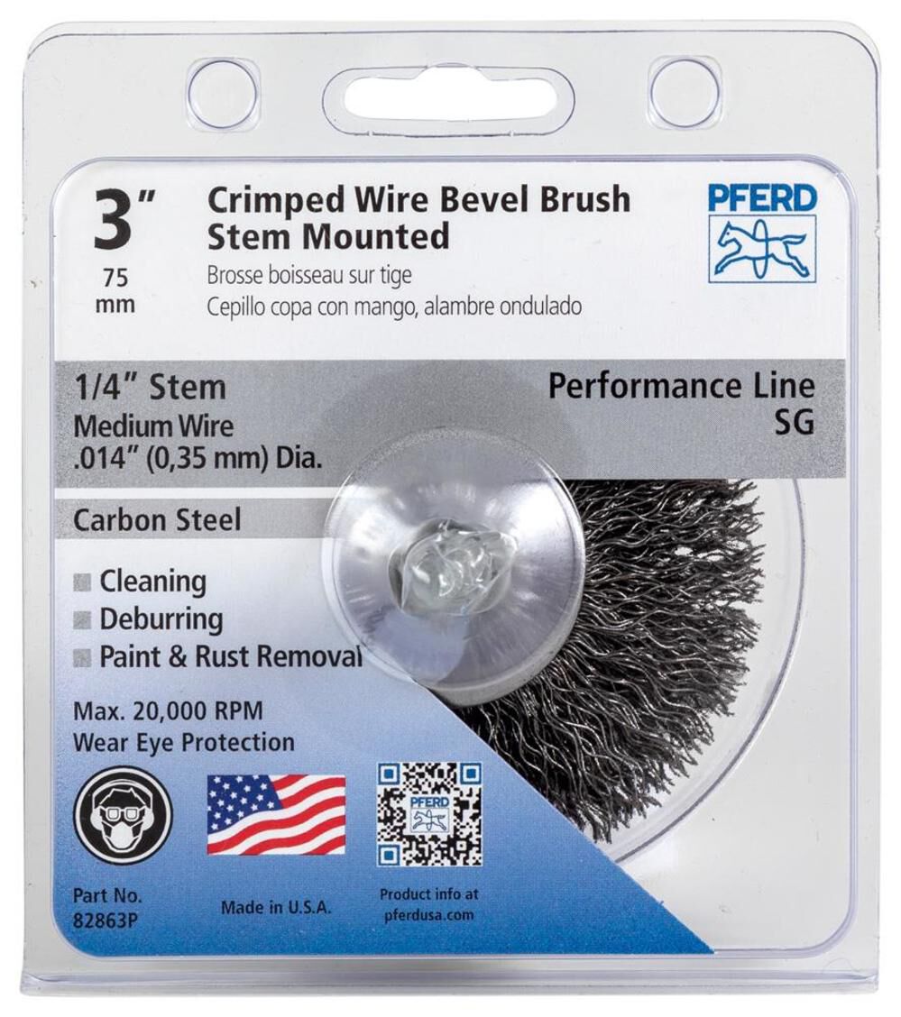 P.O.P. 3in Mtd Flared Cup Brush - .014 CS Wire 1/4in Shank 82863P