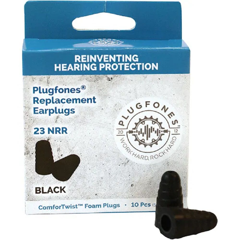 Reusable Black 23 dB Rated Replacement ComforTwist Foam Ear Plugs 5-Pairs PRP-FB10