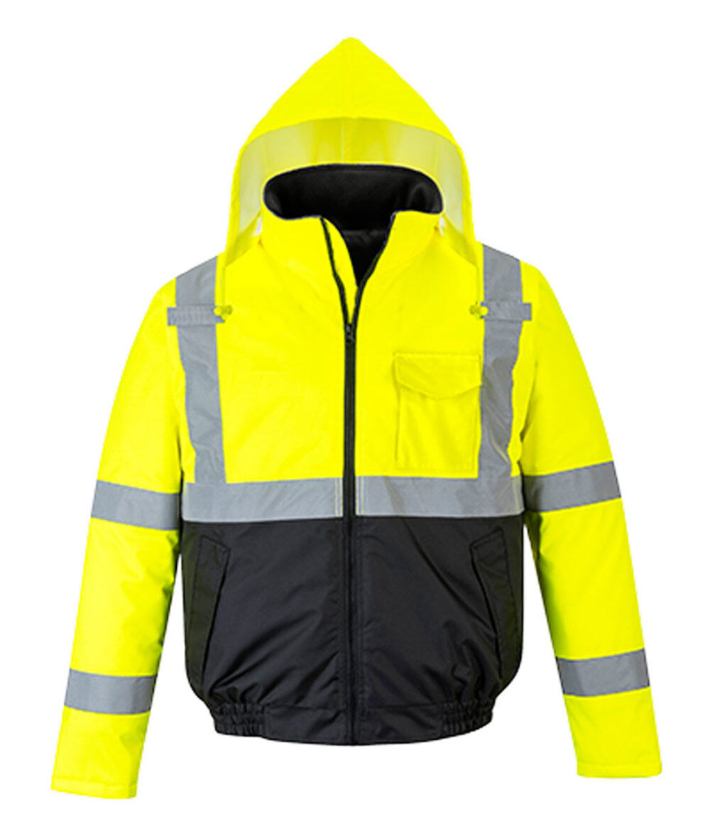 Class 3 Hi-Vis Two-Tone Bomber Jacket Yellow and Black - Large US363YBRL