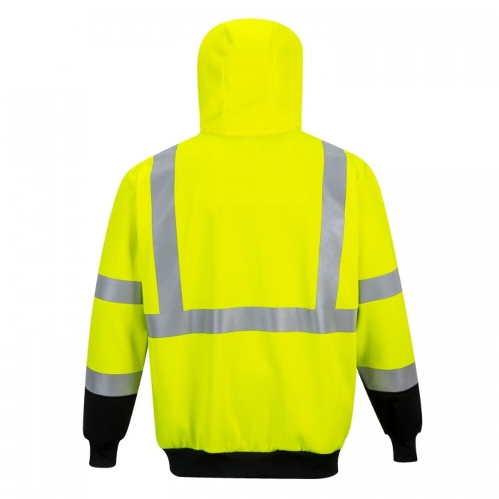 Yellow and Black Hi-Vis 2-Tone Zipped Hoodie - 5XL UB315YBR5XL