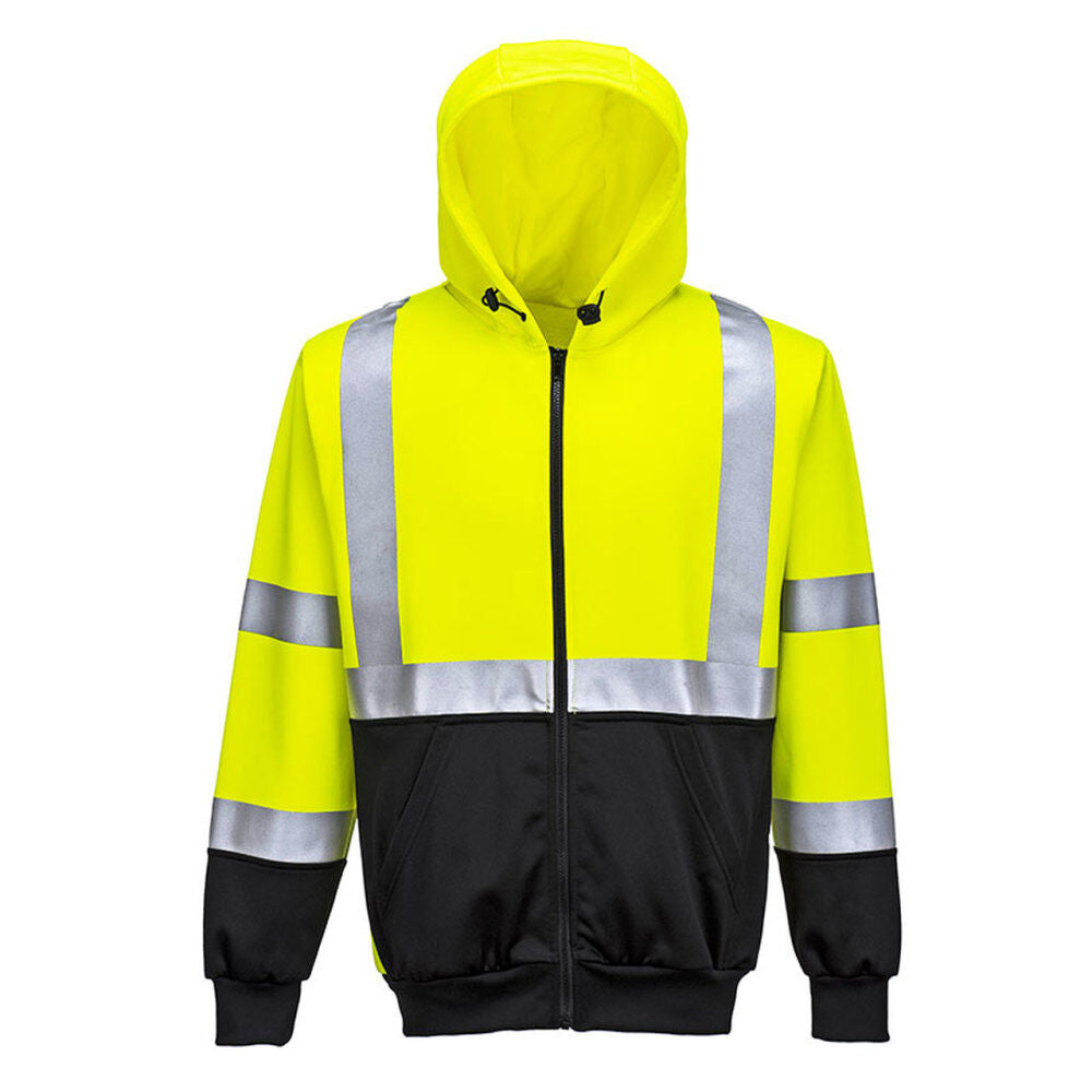 Yellow and Black Hi-Vis 2-Tone Zipped Hoodie - 5XL UB315YBR5XL