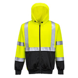 Yellow and Black Hi-Vis 2-Tone Zipped Hoodie - Small UB315YBRS