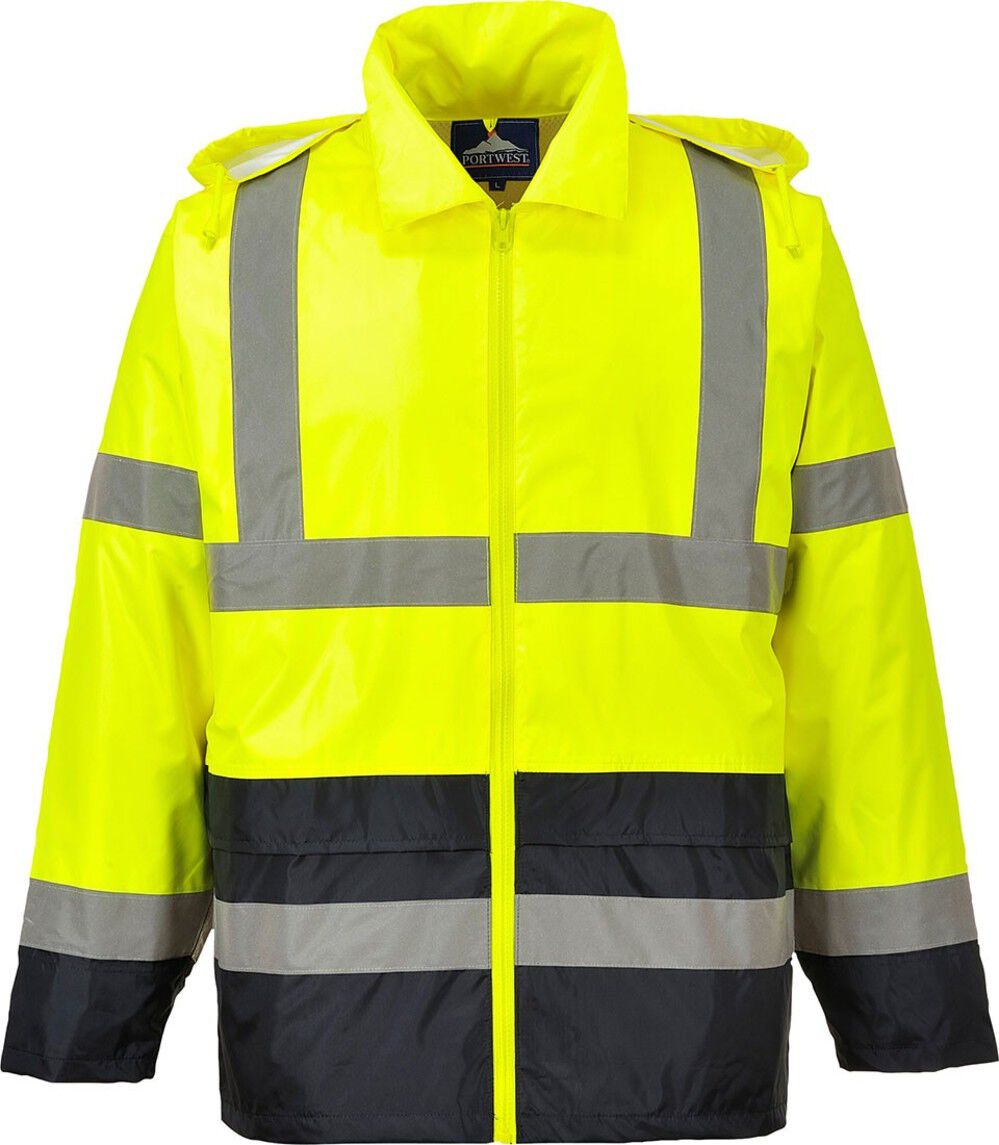 Yellow and Black Hi-Vis Contrast Rain Jacket - 5XL UH443YBR5XL