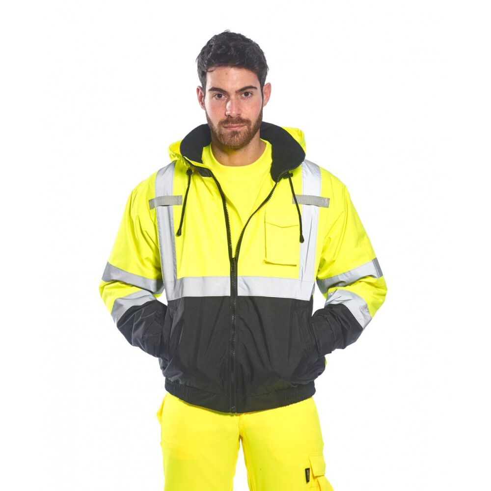 Yellow and Black Hi-Vis Premium Bomber Jacket - Large US364YBRL