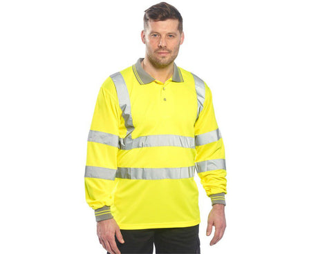 Yellow Hi-Vis Long Sleeved Polo Shirt - 4XL S277YER4XL