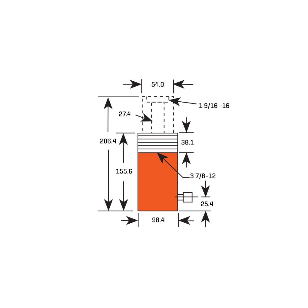 Team 20 Ton 2in Cylinder Industrial Stroke RH Series Single Acting RH202