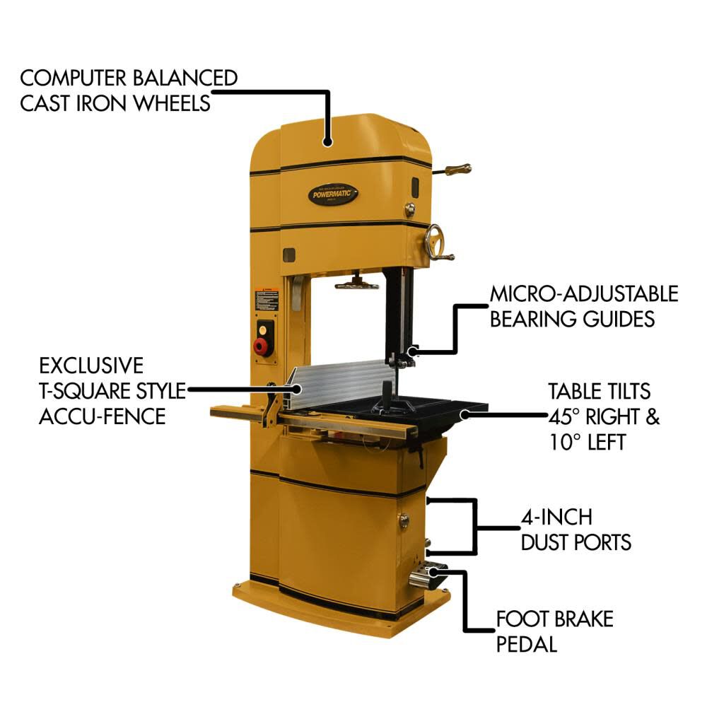 PM2013BT Bandsaw 5HP 1PH 230V Armorglide 1791257BT