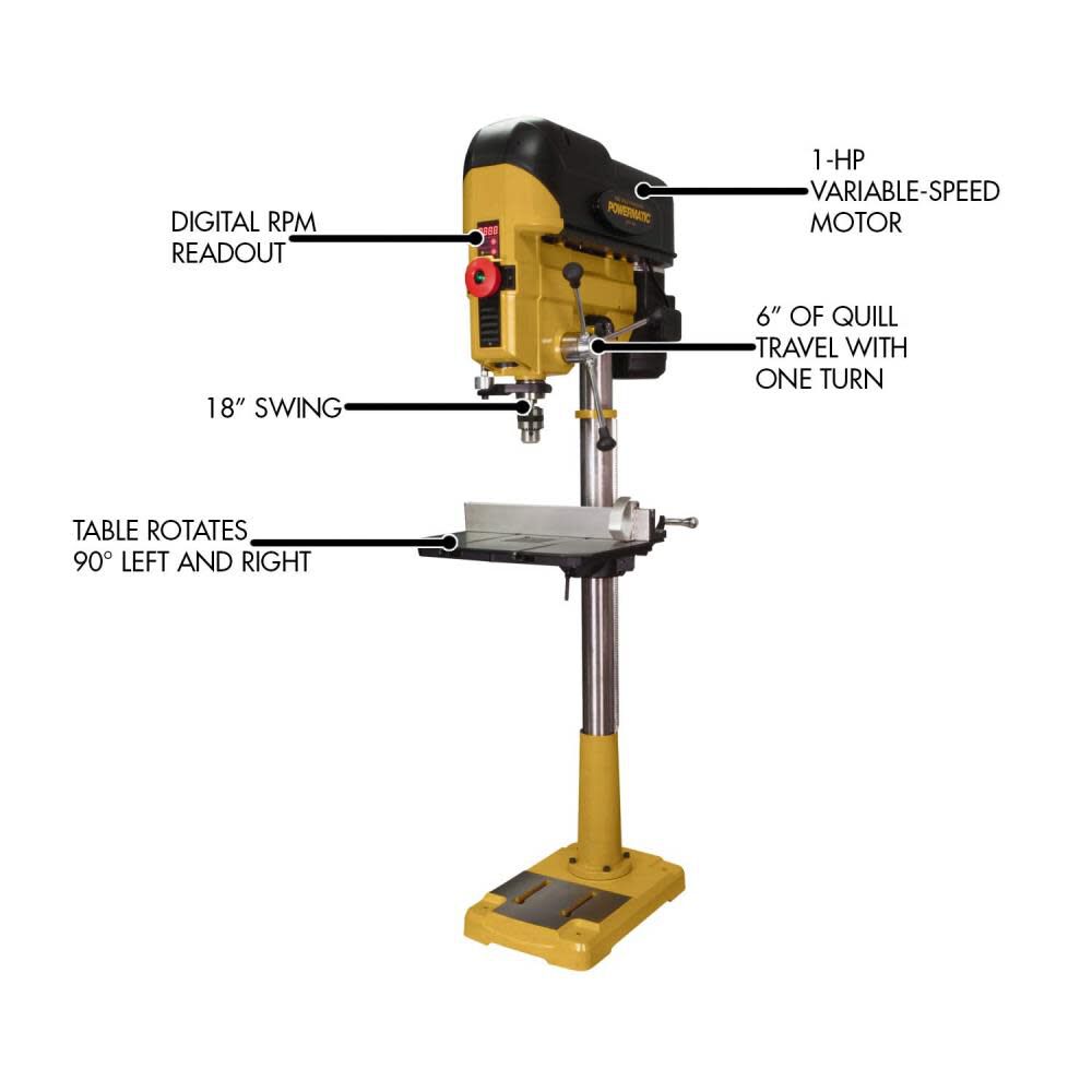 Pm2800b 15-Amp Variable-Speed Floor Drill Press 1792800B