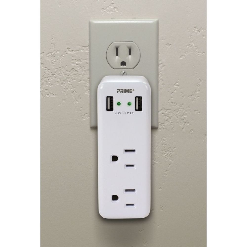 3 Prong 2 Outlet with 2 Port USB Charger PBUSB242