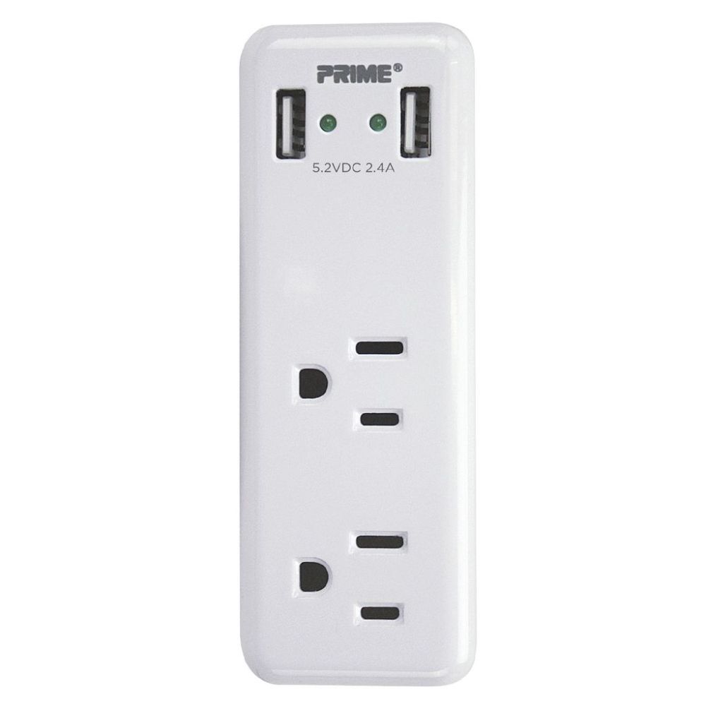 3 Prong 2 Outlet with 2 Port USB Charger PBUSB242