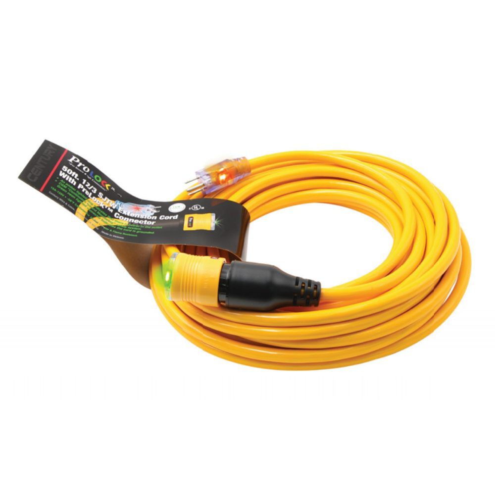 Extension Cord with CGM Yellow Lighted 50' 12/3 SJTW D14412050YLW