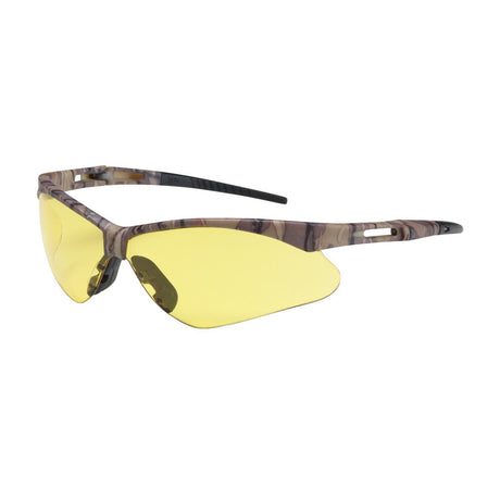 Industrial Products Anser Semi-Rimless Safety Glasses with Camouflage Frame Amber Lens and Anti-Scratch Coating Including Neck Cord 250-AN-10122