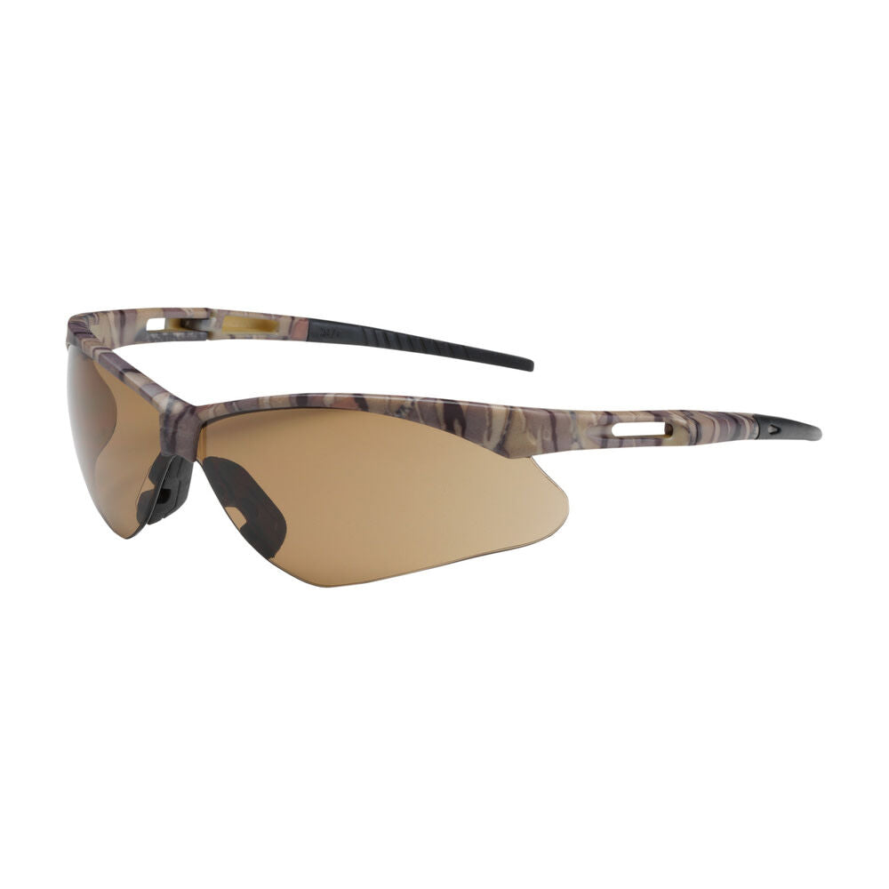 Industrial Products Anser Semi-Rimless Safety Glasses with Camouflage Frame Brown Lens and Anti-Scratch Coating Including Neck Cord 250-AN-10121