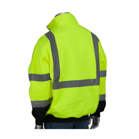 Industrial Products ANSI 1/4 Zip Pullover Sweatshirt Hi Vis Lime Yellow Large 323-1330B-LY/L