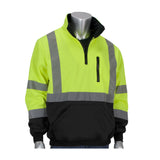 Industrial Products ANSI 1/4 Zip Pullover Sweatshirt Hi Vis Lime Yellow Large 323-1330B-LY/L