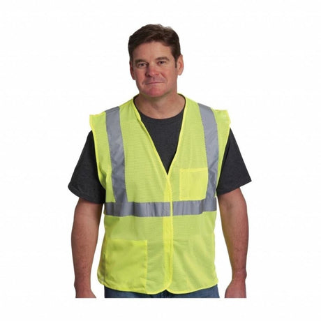 Industrial Products ANSI Class 2 Two Pocket Value Mesh Vest Hi-Vis Yellow Medium 302-0702-LY/M-NAC