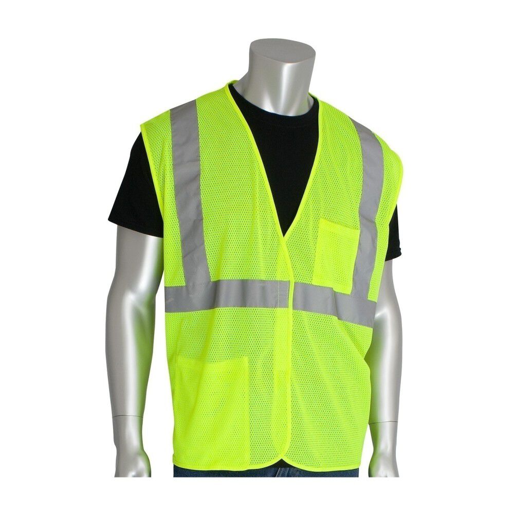 Industrial Products ANSI Class 2 Two Pocket Value Mesh Vest Hi-Vis Yellow Medium 302-0702-LY/M-NAC