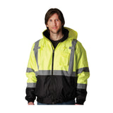 ANSI R3 Black Bottom Bomber Jacket Hi Vis Lime Yellow Large 333-1766-LY/L