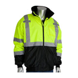 ANSI R3 Black Bottom Bomber Jacket Hi Vis Lime Yellow Large 333-1766-LY/L