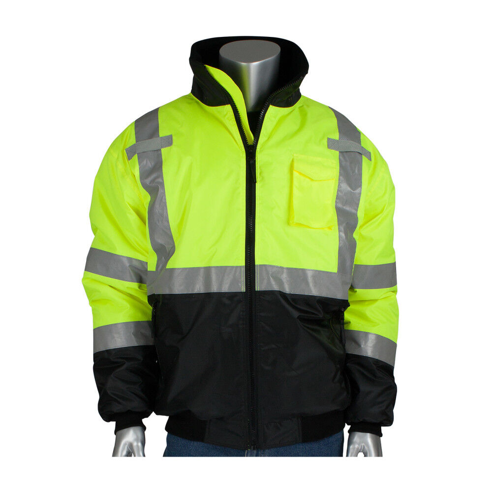 ANSI R3 Black Bottom Bomber Jacket Hi Vis Lime Yellow XL 333-1740-LY/XL