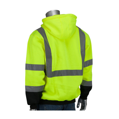 Industrial Products ANSI R3 Full Zip Hooded Sweatshirt Hi Vis Lime Yellow Small 323-1370B-LY/S