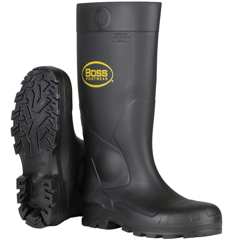 Industrial Products Boss Footwear 16in Black PVC Plain Toe Boot Size 13 380-800/13