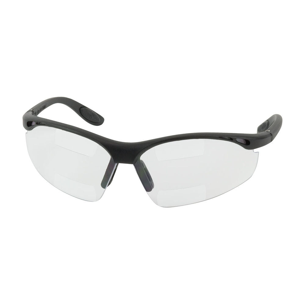 Double Mag Readers Semi-Rimless Safety Readers with Black Frame Clear Lens and Anti-Scratch / Anti-Fog Coating +2.50 TOP/BOT 250-25-2525