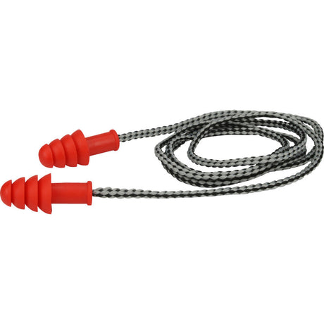 Industrial Products Ear Plug Red Reusable Thermoplastic Rubber 4 Flange Corded 267-HPR410C