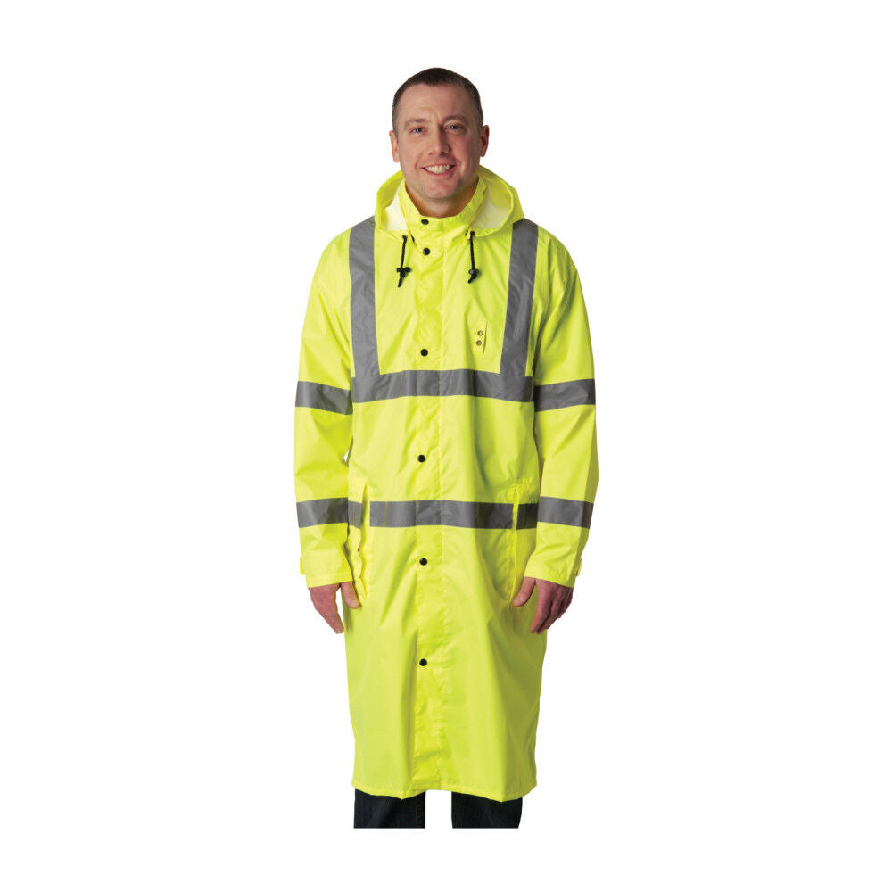 Industrial Products Falcon Raincoat Hi Vis Yellow ANSI All Purpose 48in XL 353-1048-LY/XL