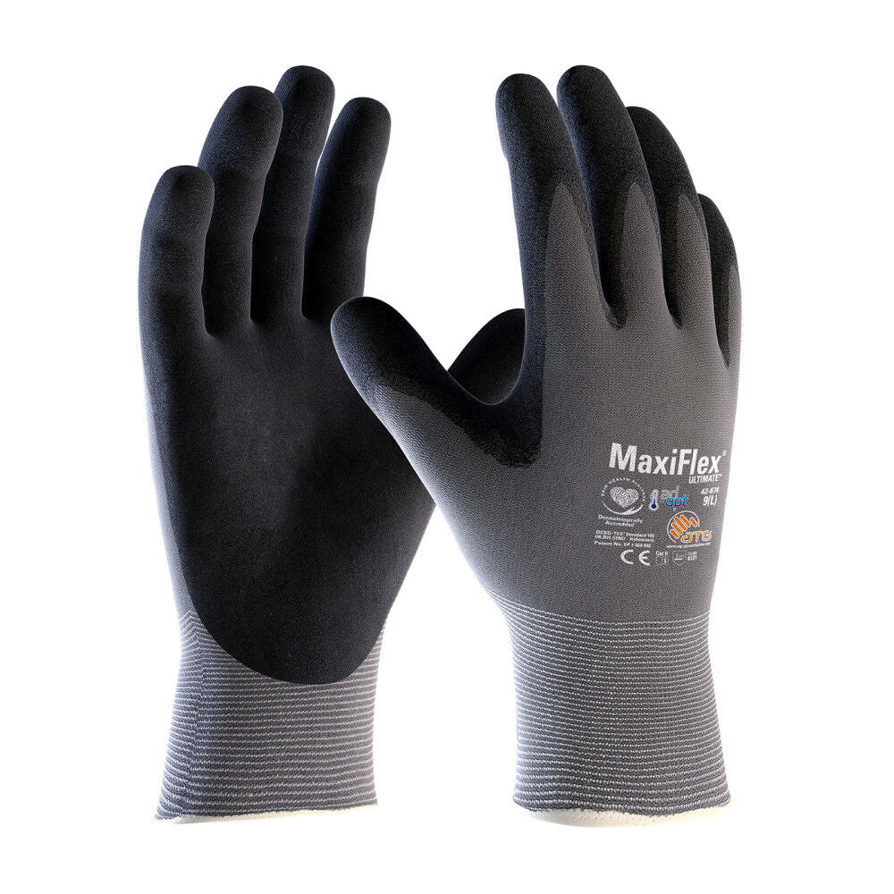 Gloves Gray MaxiFlex Ultimate AD-APT Nylon/Elastane 2X 12 Pairs of Gloves 42-874/XXL