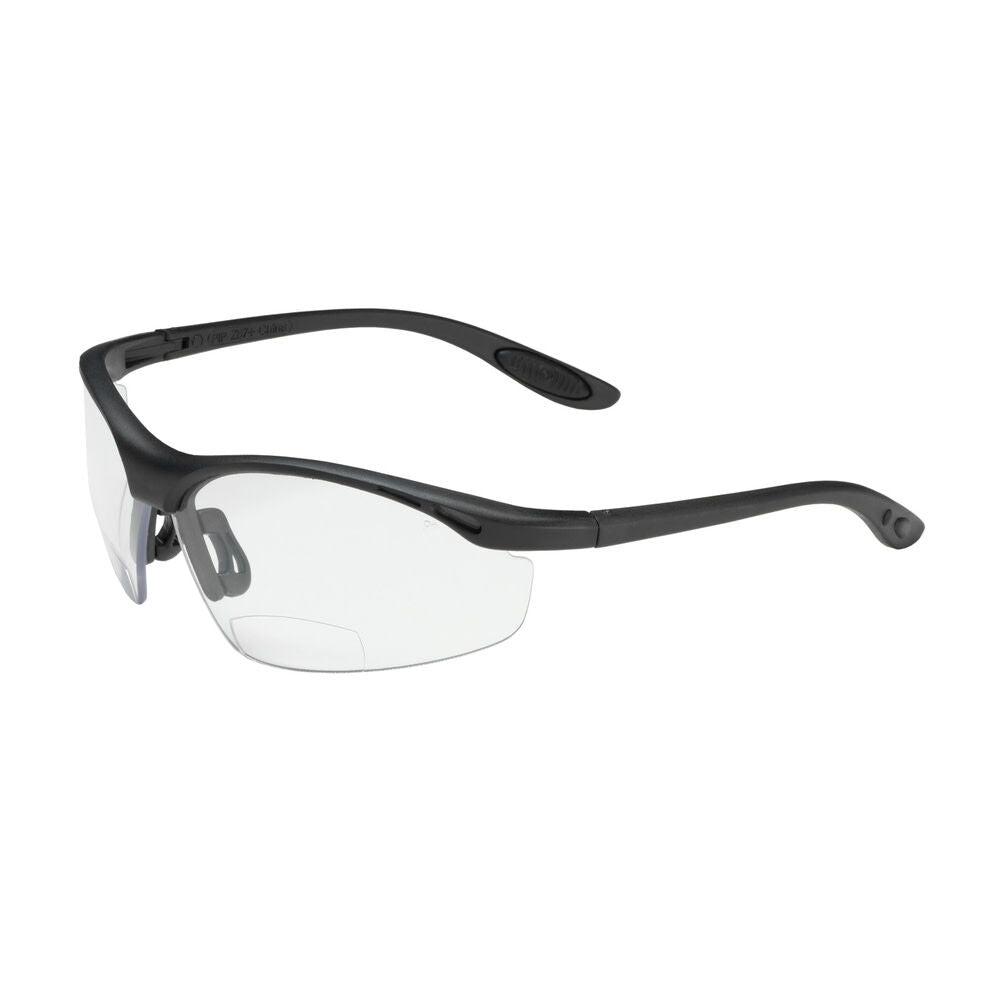 Mag Readers Semi-Rimless Safety Readers with Black Frame Clear Lens and Anti-Scratch Coating +1.00 250-25-0010