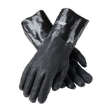 Men's 14in Jersey Lined PVC Dipped Chemical Resistant Gloves Black 12 Pairs of Gloves 58-8040DD