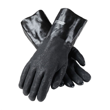 Industrial Products Men's 14in Jersey Lined PVC Dipped Chemical Resistant Gloves Black 12 Pairs of Gloves 58-8040DD