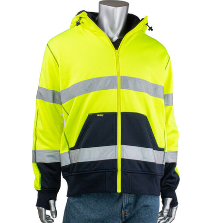 Industrial Products Mens Full Zip Hooded Sweatshirt Hi-Vis Yellow 2X 323M6988T-YLNV/2XL