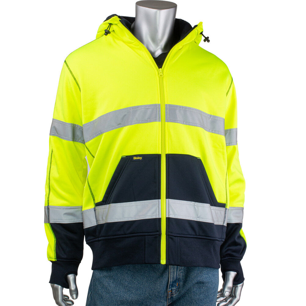 Mens Full Zip Hooded Sweatshirt Hi-Vis Yellow Small 323M6988T-YLNV/S