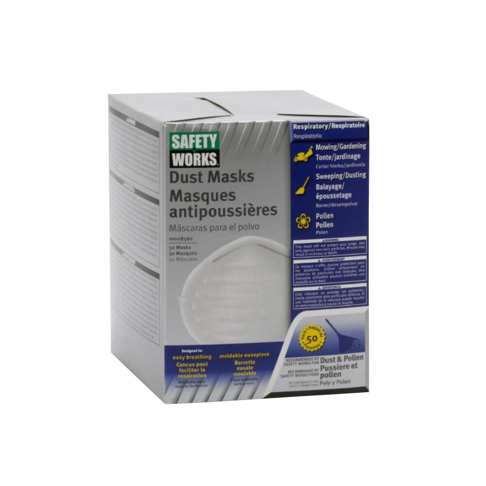 Safety Works Non Toxic Dust Mask White 50pk 10028560