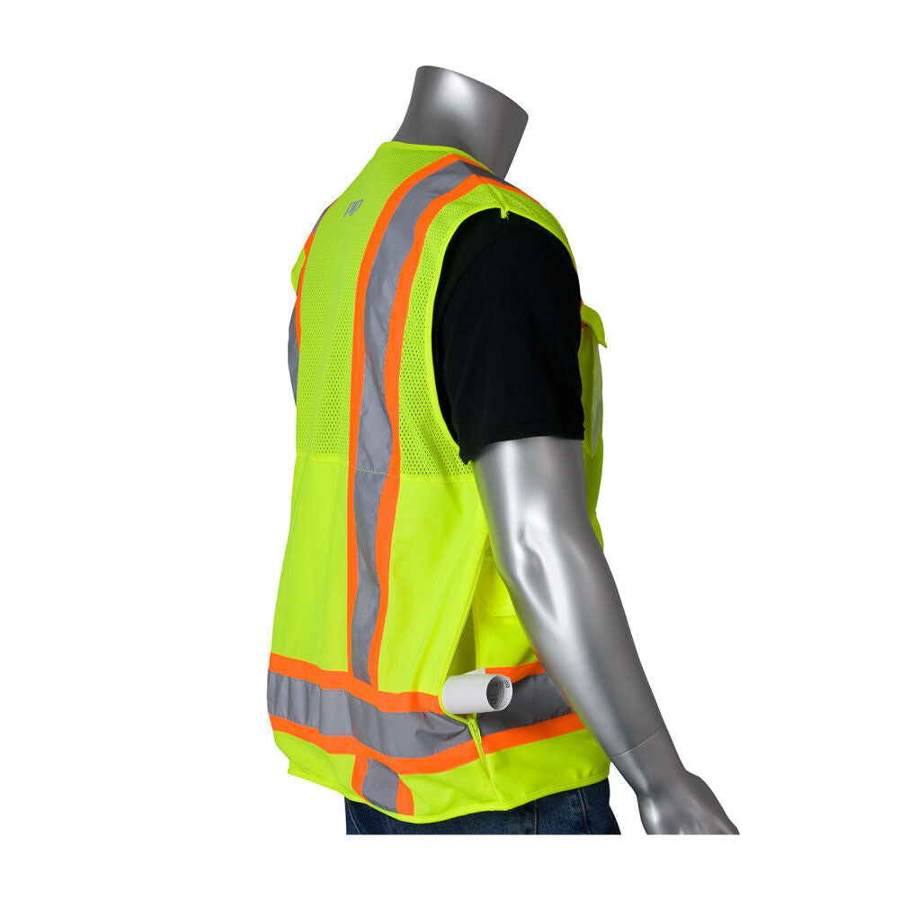 Surveyors Tech Vest Hi-Vis Yellow Two-Tone Ten Pocket Large 302-0700-LY/L