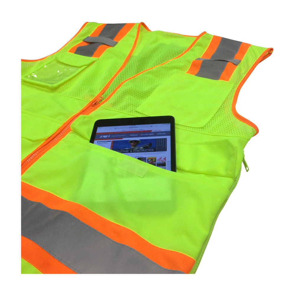 Surveyors Tech Vest Hi-Vis Yellow Two-Tone Ten Pocket Large 302-0700-LY/L