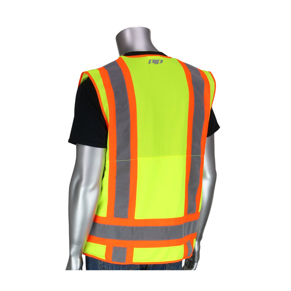 Surveyors Tech Vest Hi-Vis Yellow Two-Tone Ten Pocket Large 302-0700-LY/L