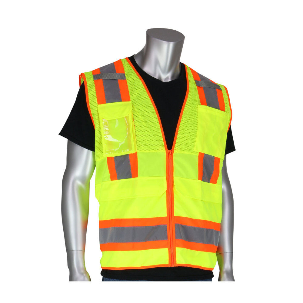 Surveyors Tech Vest Hi-Vis Yellow Two-Tone Ten Pocket Large 302-0700-LY/L