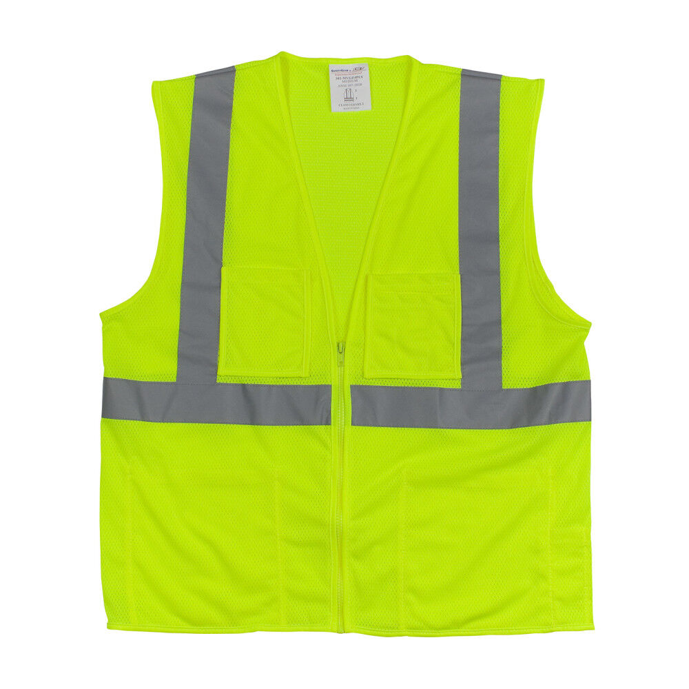 Value Mesh Vest Class 2 Hi-Vis Yellow Four Pocket 2X 302-MVGZ4PLY-2X