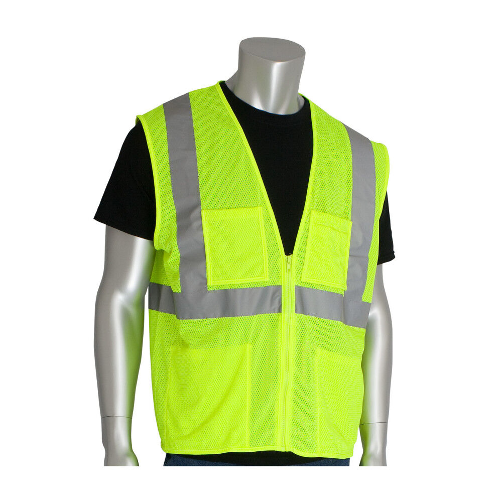 Value Mesh Vest Class 2 Hi-Vis Yellow Four Pocket 2X 302-MVGZ4PLY-2X