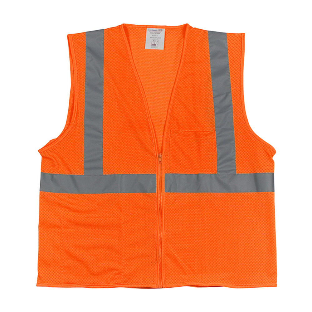 Zipper Mesh Vest Class 2 Hi-Vis Orange ANSI Type R 2X 302-0702Z-OR/2X