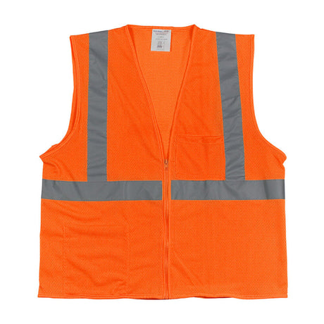 Zipper Mesh Vest Class 2 Hi-Vis Orange ANSI Type R 4X 302-0702Z-OR/4X