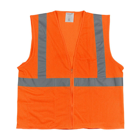 Industrial Products Zipper Mesh Vest Class 2 Hi-Vis Orange ANSI Type R Small 302-0702Z-OR/S