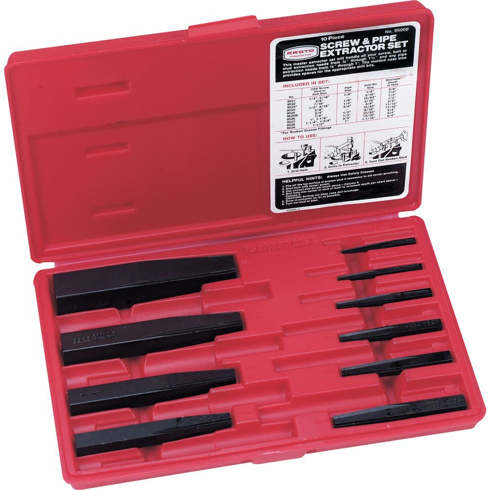 10 Piece Screw Extractor Set J9500B